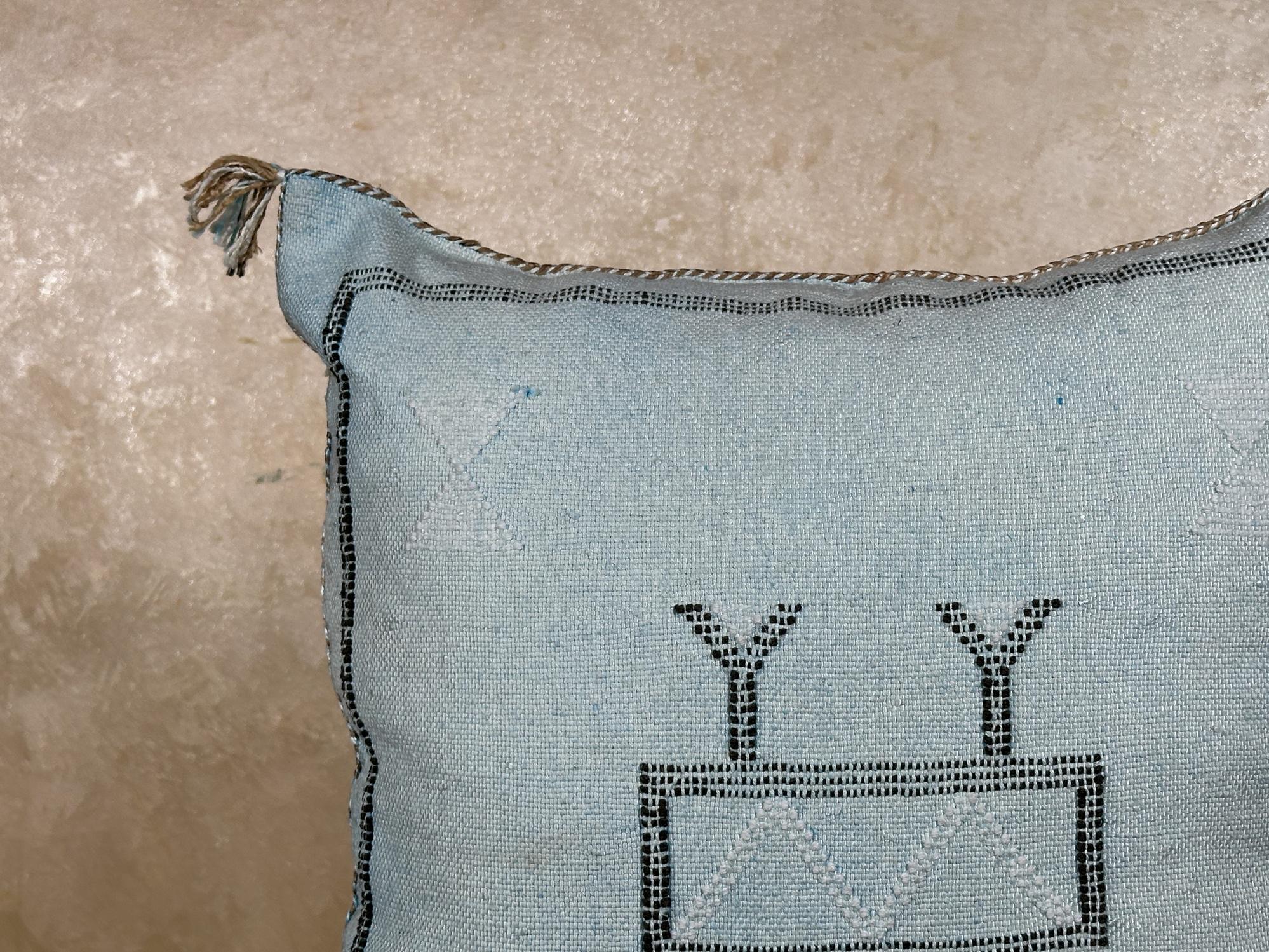 Handmade Moroccan Kilim Pillow Cover, Navy Boho Pillow, Cactus Silk Cushion Cover for Sofa Bed Decor - product image 5