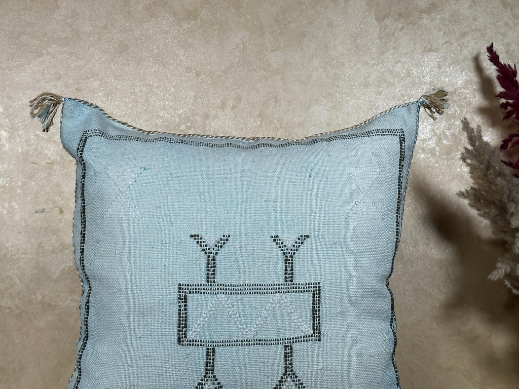 Handmade Moroccan Kilim Pillow Cover, Navy Boho Pillow, Cactus Silk Cushion Cover for Sofa Bed Decor - product image 3