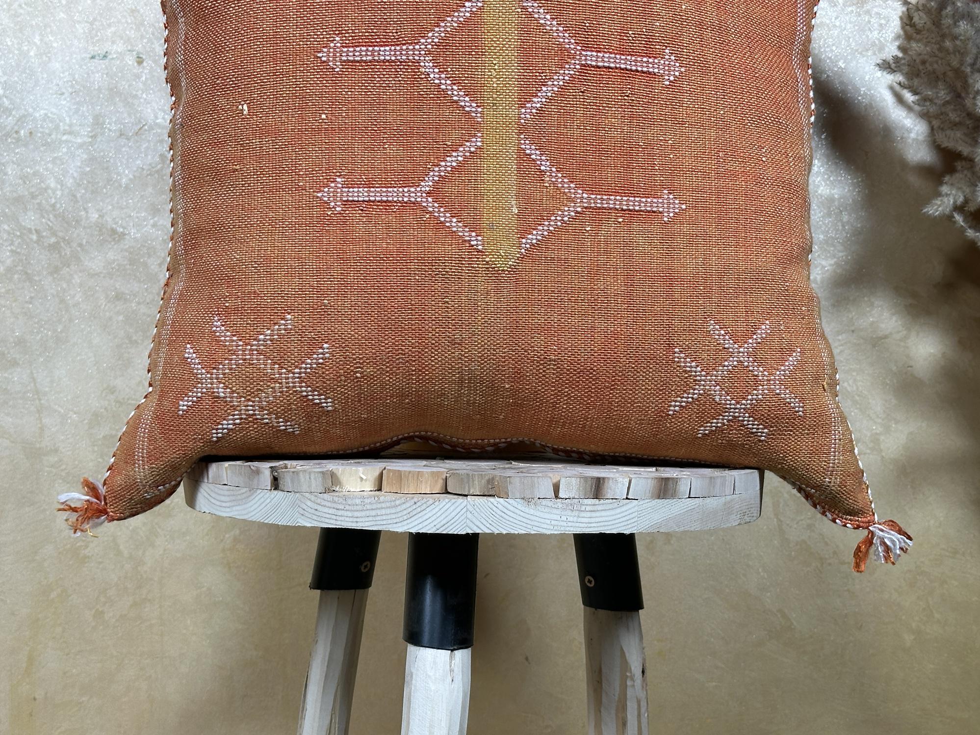 Boho Lumbar Pillow Cover, Navy Moroccan Kilim Cushion, Handmade Cactus Silk Pillowcase Decor - product image 2