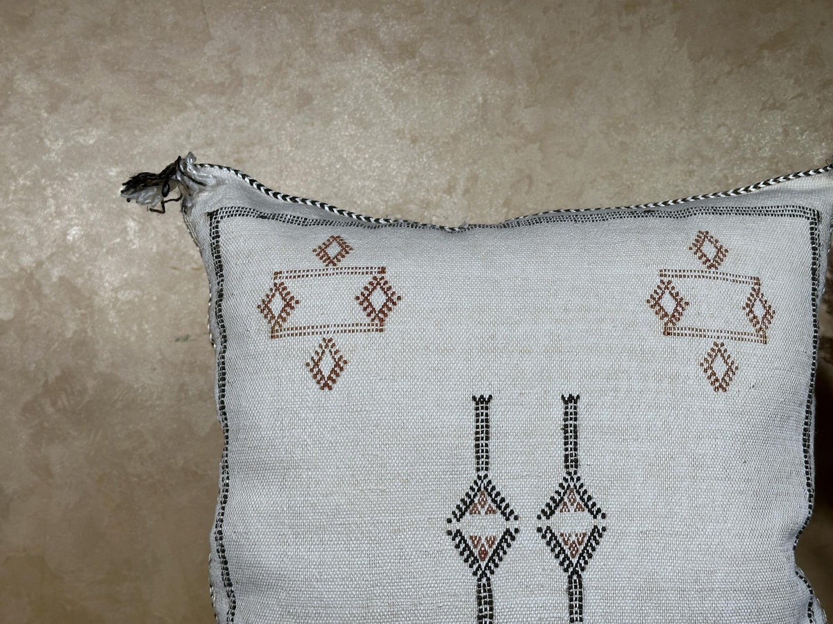 Moroccan Cactus Silk Pillow Cover, Navy Boho Cushion, Handmade Kilim Pillowcase for Home Decor - product image 5