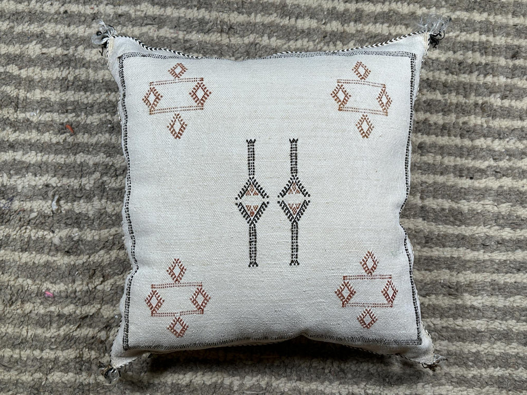 Moroccan Cactus Silk Pillow Cover, Navy Boho Cushion, Handmade Kilim Pillowcase for Home Decor - product image 10