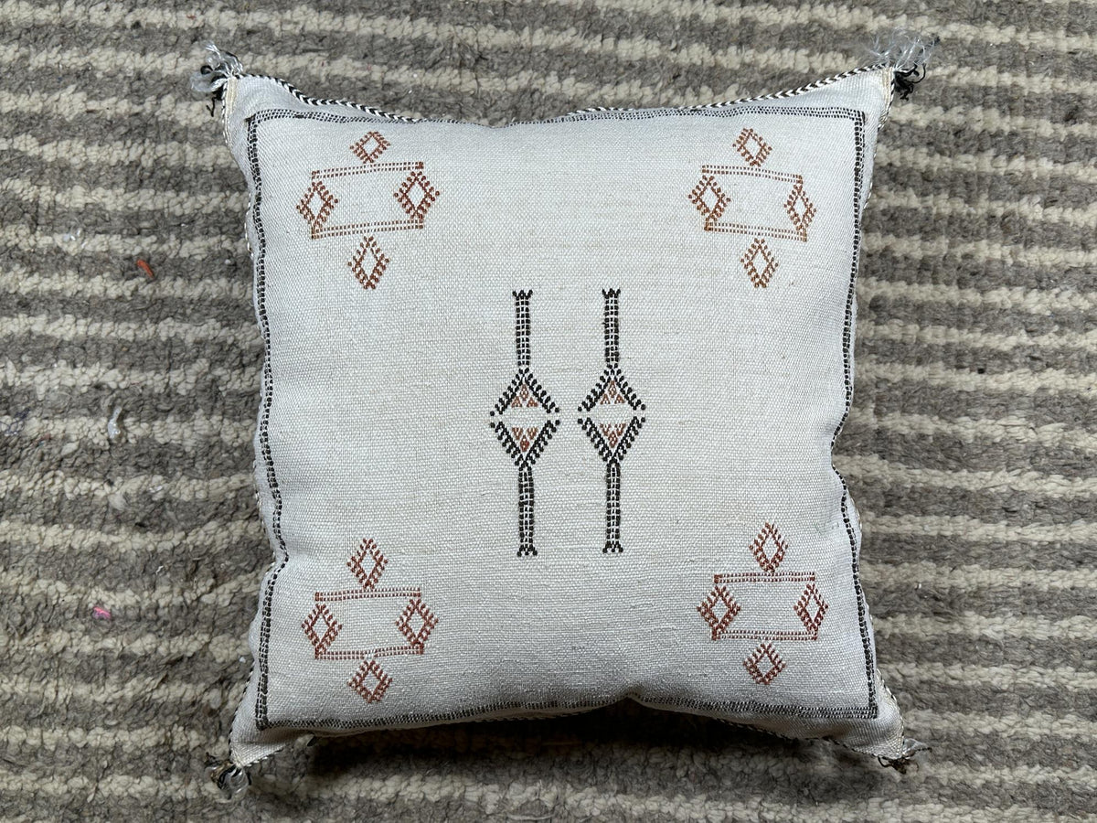 Moroccan Cactus Silk Pillow Cover, Navy Boho Cushion, Handmade Kilim Pillowcase for Home Decor - product image 10