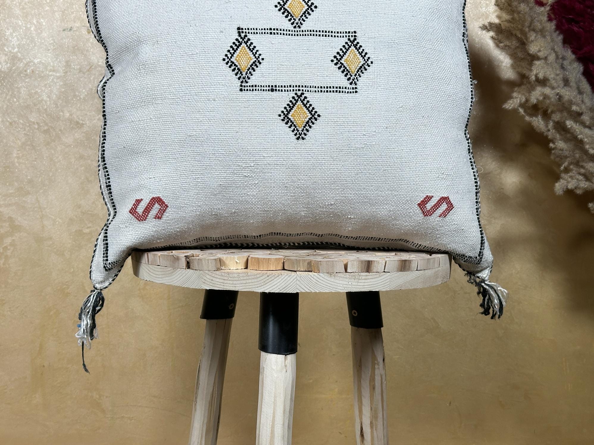 Handmade Navy Pillow Cover, Moroccan Boho Pillow, Cactus Silk Kilim Cushion Cover for Sofa Decor - product image 2