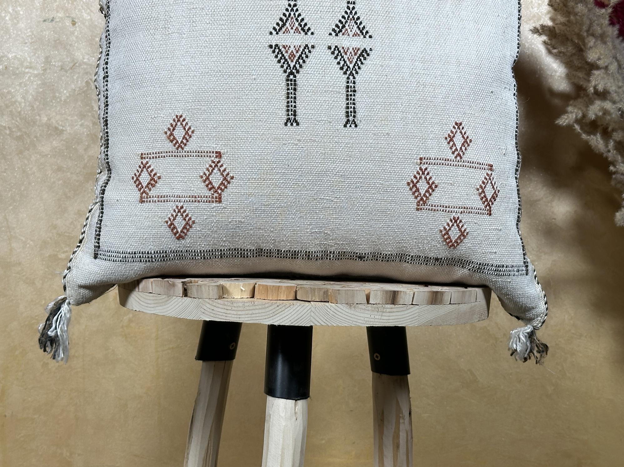 Moroccan Boho Cushion Cover, Navy Cactus Silk Pillow, Handmade Kilim Pillow Cover for Bed Sofa - product image 2