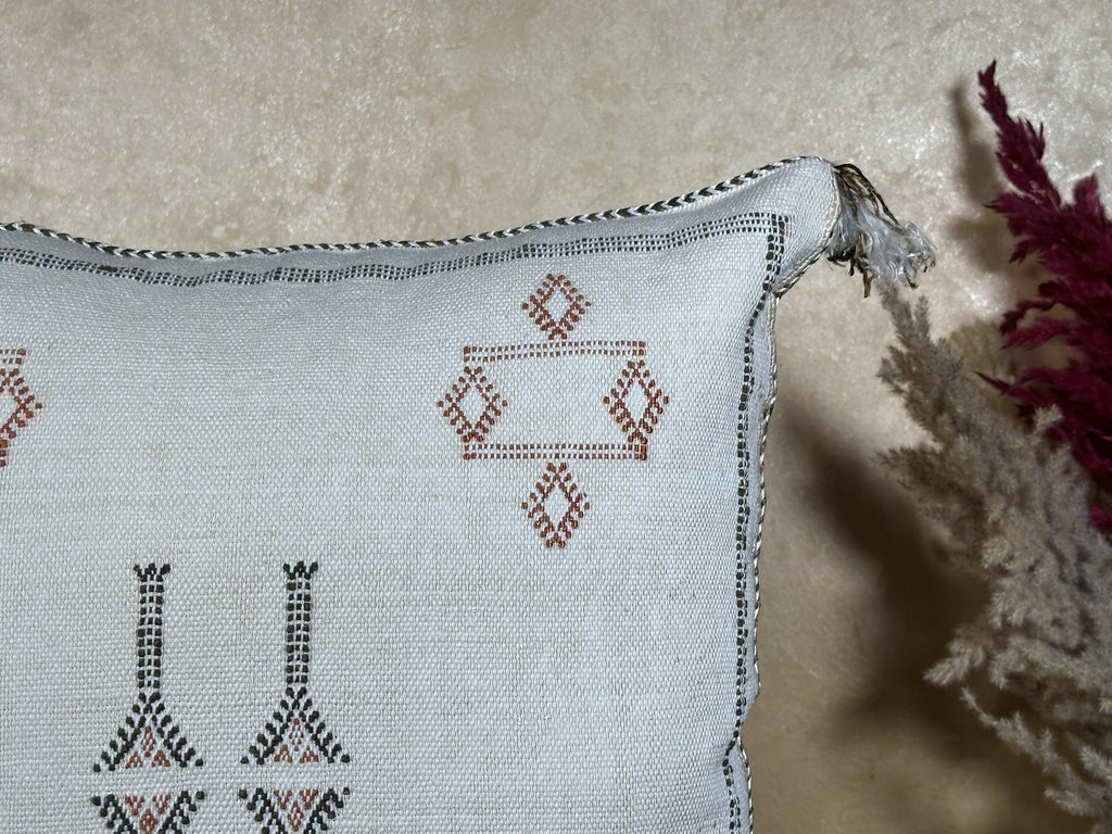 Moroccan Boho Cushion Cover, Navy Cactus Silk Pillow, Handmade Kilim Pillow Cover for Bed Sofa - product image 4