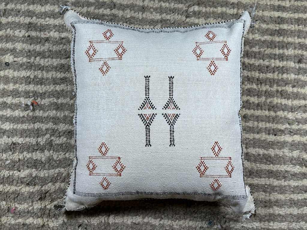 Moroccan Boho Cushion Cover, Navy Cactus Silk Pillow, Handmade Kilim Pillow Cover for Bed Sofa - product image 10