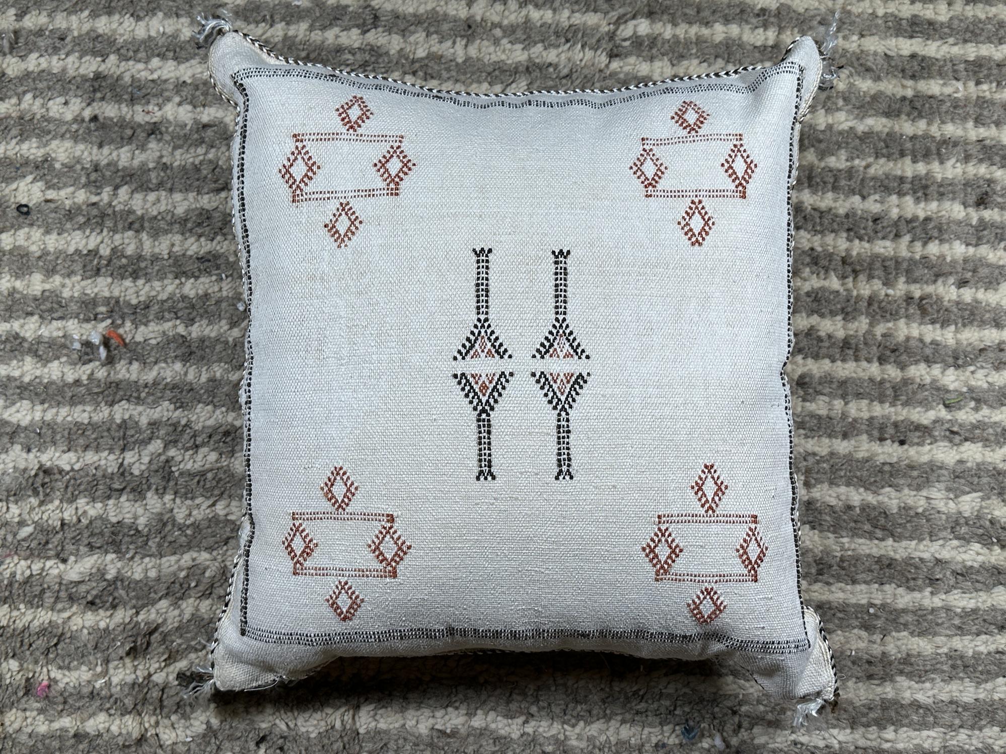 Moroccan Boho Cushion Cover, Navy Cactus Silk Pillow, Handmade Kilim Pillow Cover for Bed Sofa - product image 10