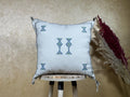 Handmade Moroccan Pillow Cover, Navy Boho Cushion, Kilim Cactus Silk Pillow for Sofa Bed Bench - product image 1