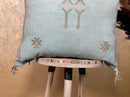 Light Blue Cactus Silk Pillow Cover, Moroccan Boho Woven Cushion, Handmade Sabra Throw Pillow for Sofa Be - product image 2