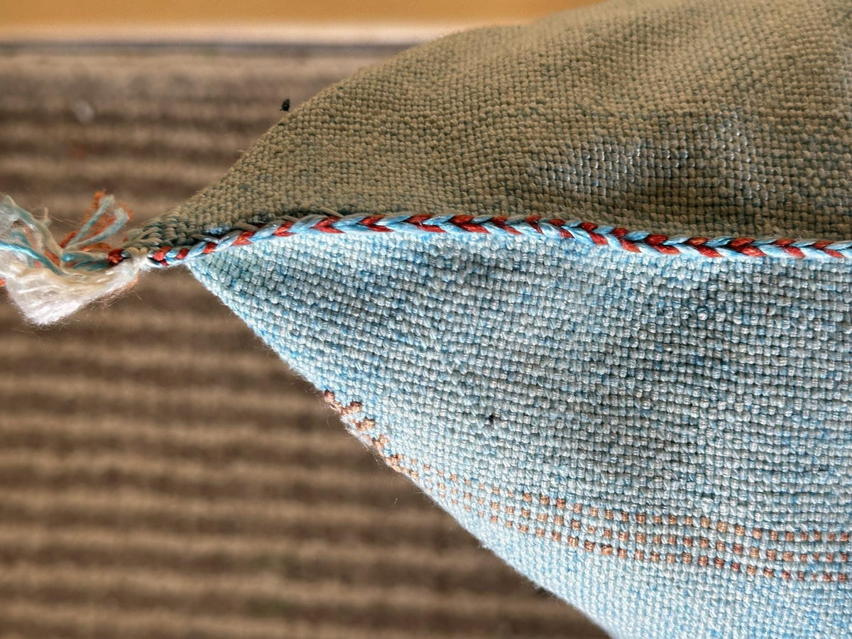 Light Blue Cactus Silk Pillow Cover, Moroccan Boho Woven Cushion, Handmade Sabra Throw Pillow for Sofa Be - product image 6