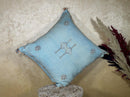 Light Blue Cactus Silk Pillow Cover, Moroccan Boho Woven Cushion, Handmade Sabra Throw Pillow for Sofa Be - product image 7