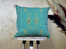 Turquoise Cactus Silk Cushion Cover, Moroccan Kilim Pillow Cover, Handmade Boho Berber Style Cushion, Lux - product image 2