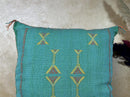 Turquoise Cactus Silk Cushion Cover, Moroccan Kilim Pillow Cover, Handmade Boho Berber Style Cushion, Lux - product image 4