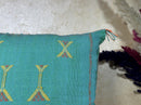 Turquoise Cactus Silk Cushion Cover, Moroccan Kilim Pillow Cover, Handmade Boho Berber Style Cushion, Lux - product image 5