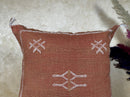 Terracotta Moroccan Cactus Silk Pillow Cover, Boho Embroidered Cushion, Handmade Woven Pillow Case for So - product image 3