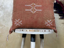 Terracotta Moroccan Pillow Cover, Handmade Boho Cushion with Ivory Geometric Embroidery, Woven Sabra Styl - product image 2