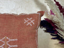 Terracotta Moroccan Pillow Cover, Handmade Boho Cushion with Ivory Geometric Embroidery, Woven Sabra Styl - product image 4