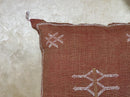 Terracotta Moroccan Pillow Cover, Handmade Boho Cushion with Ivory Geometric Embroidery, Woven Sabra Styl - product image 5
