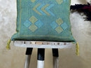 Teal Cactus Silk Pillow Cover, Handmade Moroccan Kilim Cushion, Boho Woven Tassel Pillowcase, Luxury Sofa - product image 2