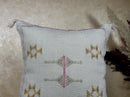 Cream Moroccan Sabra Pillow Cover, Handmade Boho Embroidered Cushion, Grey Woven Pillowcase with Gold Pin - product image 3