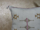 Cream Moroccan Sabra Pillow Cover, Handmade Boho Embroidered Cushion, Grey Woven Pillowcase with Gold Pin - product image 5