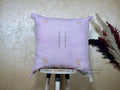 Lavender Cactus Silk Pillow Cover, Moroccan Boho Cushion, Handmade Square Pillowcase, Luxury Sofa Chair B - product image 1
