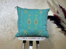 Turquoise Cactus Silk Cushion Cover, Moroccan Kilim Pillow Cover, Handmade Boho Berber Style Cushion, Lux - product image 1