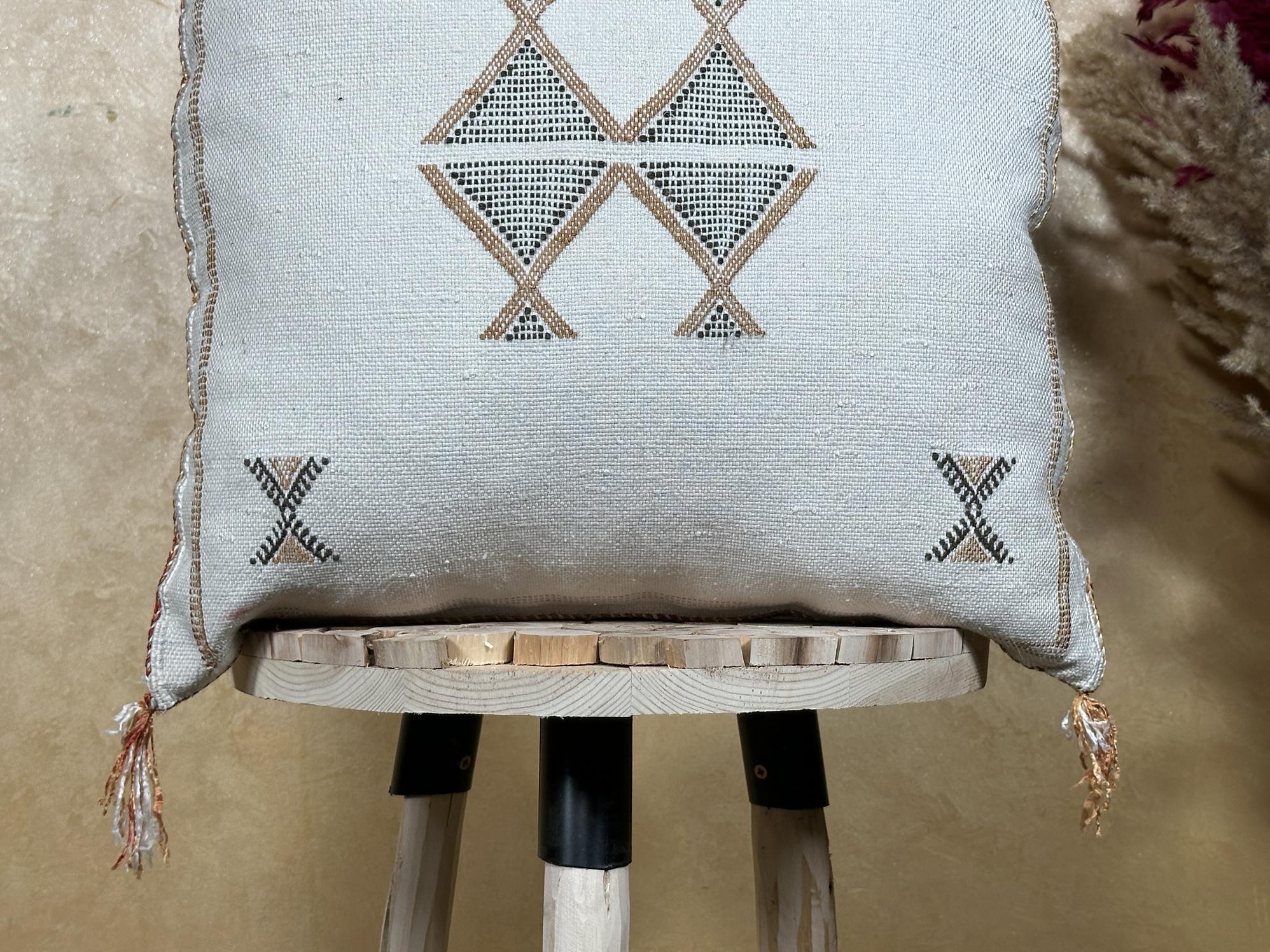 Moroccan Cactus Silk Pillow Cover, Boho Lumbar Pillow, Berber Pillow, Turkish Pillow, Neutral Embroidered - product image 2