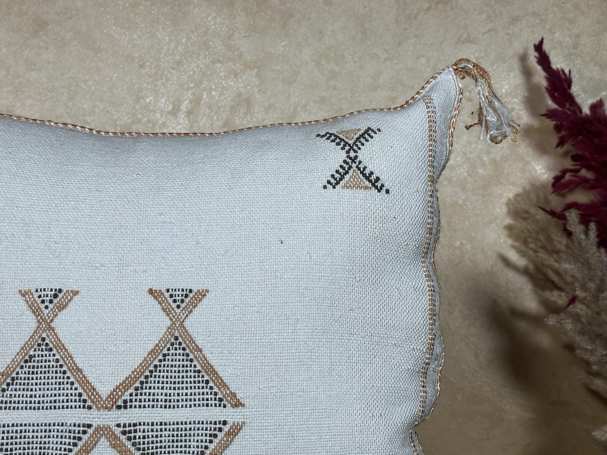 Moroccan Cactus Silk Pillow Cover, Boho Lumbar Pillow, Berber Pillow, Turkish Pillow, Neutral Embroidered - product image 4