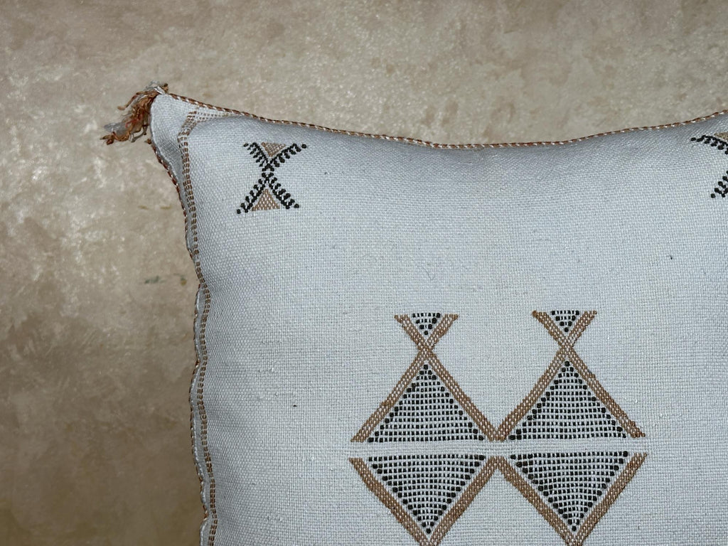 Moroccan Cactus Silk Pillow Cover, Boho Lumbar Pillow, Berber Pillow, Turkish Pillow, Neutral Embroidered - product image 5