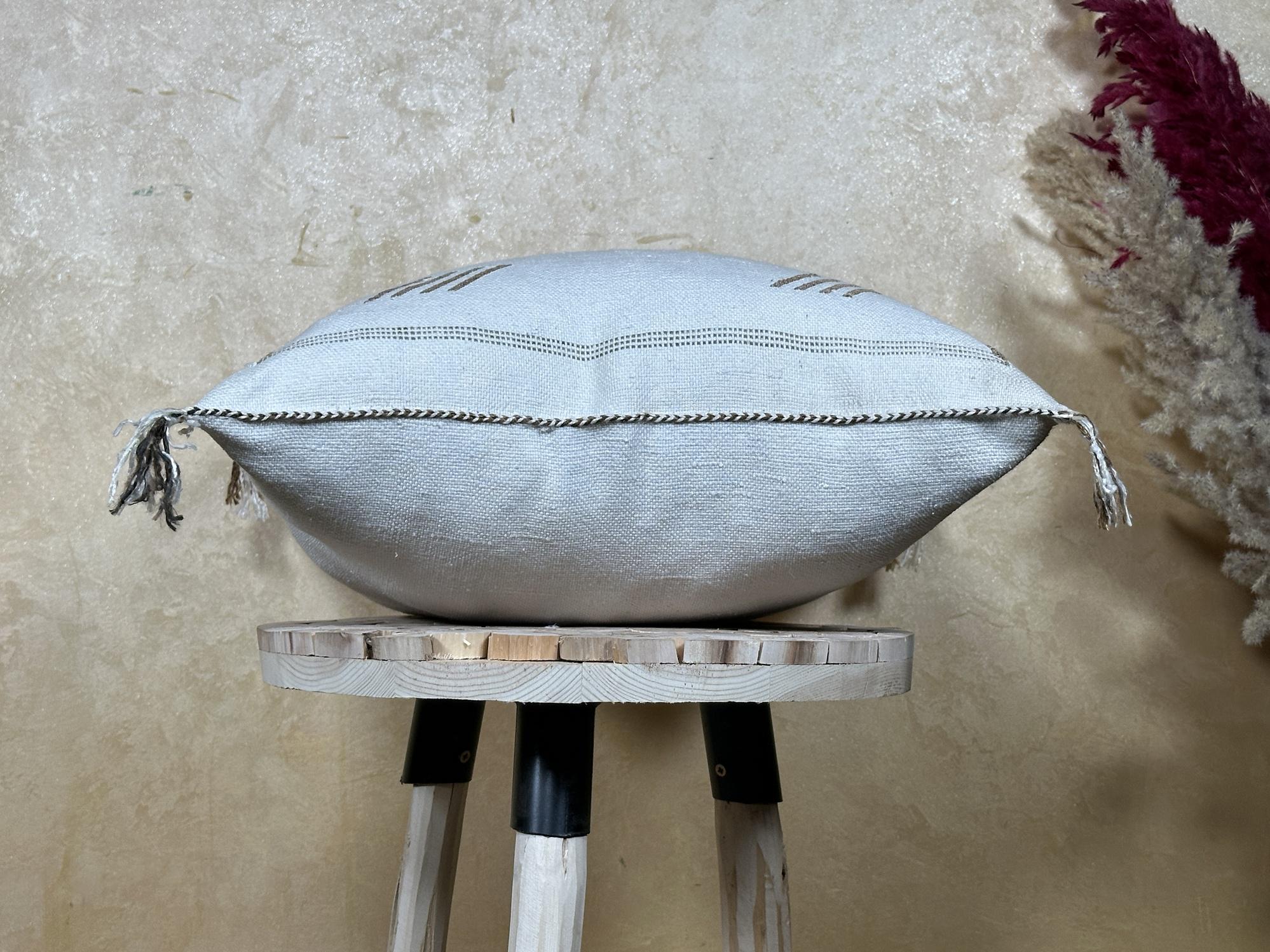 Neutral Boho Pillow Cover, Moroccan Pillow, Sabra Silk Pillow, Berber Pillow, Kilim Pillows, Handmade Cou - product image 8
