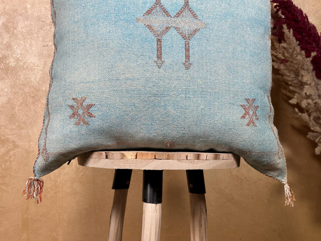 Handmade Moroccan Pillow Cover, Boho Pillow Cover, Sabra Silk Pillow, Berber Pillow, Turkish Pillow, Neut - product image 2