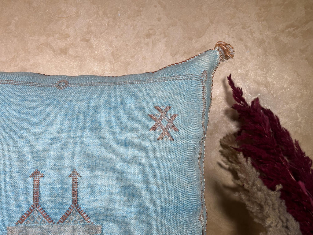 Handmade Moroccan Pillow Cover, Boho Pillow Cover, Sabra Silk Pillow, Berber Pillow, Turkish Pillow, Neut - product image 4