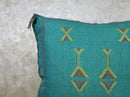 Teal Moroccan Kilim Pillow Cover, Boho Cushion Sham With Yellow Embroidery, Handmade Geo Pillowcase for S - product image 5