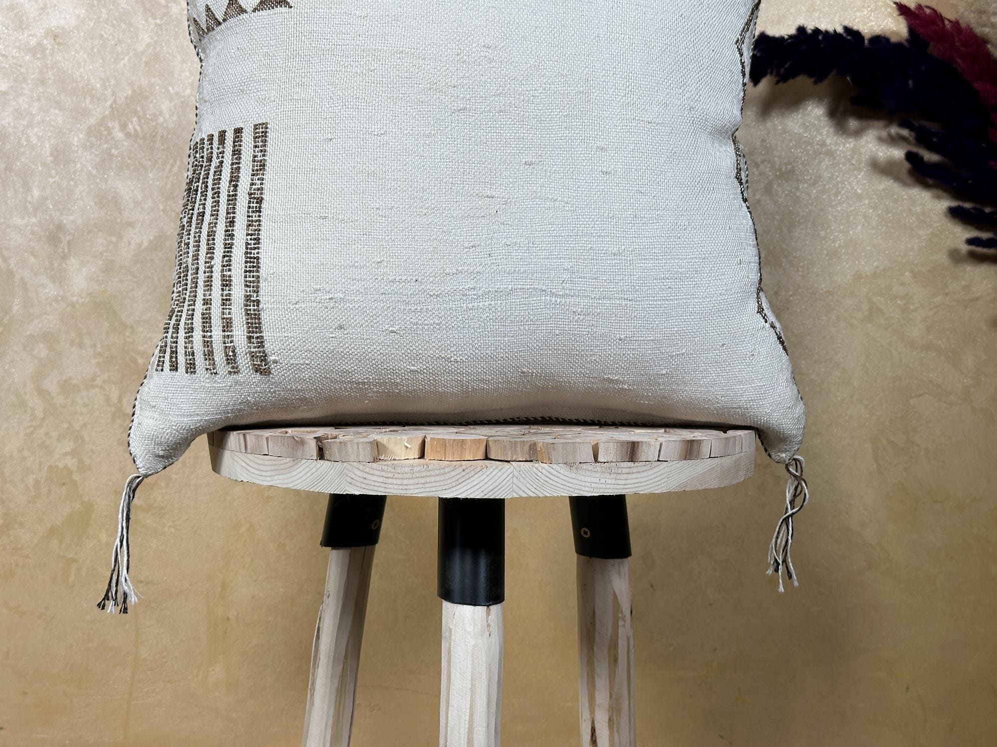 Ivory Kilim Pillow Cover, Sabra Silk Pillow, Boho Moroccan Cushion, Handmade Textured Pillowcase for Sofa - product image 4