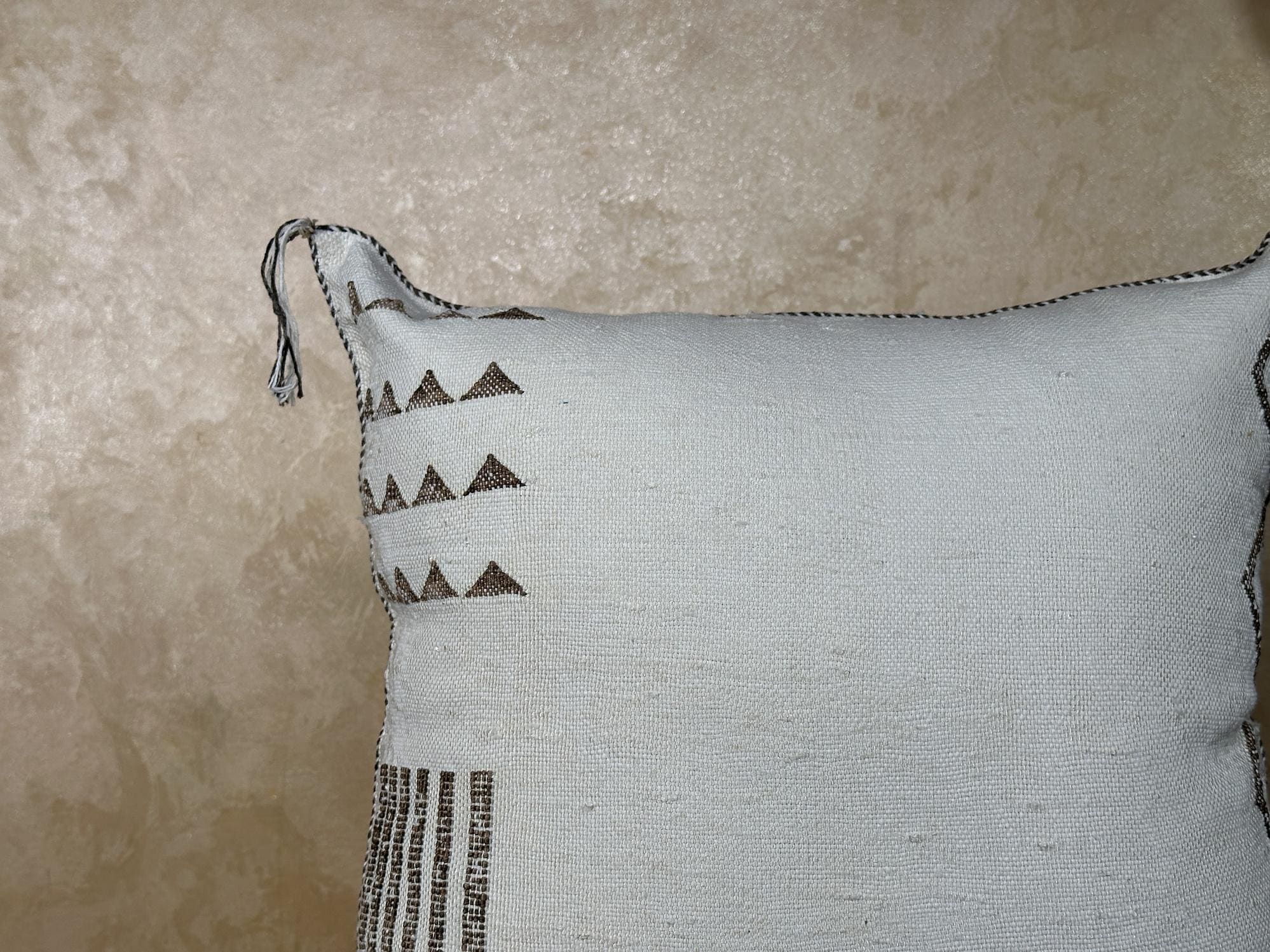 Ivory Kilim Pillow Cover, Sabra Silk Pillow, Boho Moroccan Cushion, Handmade Textured Pillowcase for Sofa - product image 6