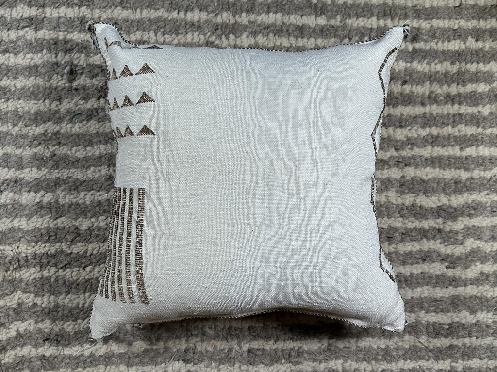Ivory Kilim Pillow Cover, Sabra Silk Pillow, Boho Moroccan Cushion, Handmade Textured Pillowcase for Sofa - product image 8