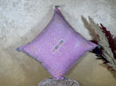 Dusty Pink Cactus Silk Pillow Cover, Handmade Moroccan Embroidered Cushion, Boho Silk Pillowcase for Bed - product image 10