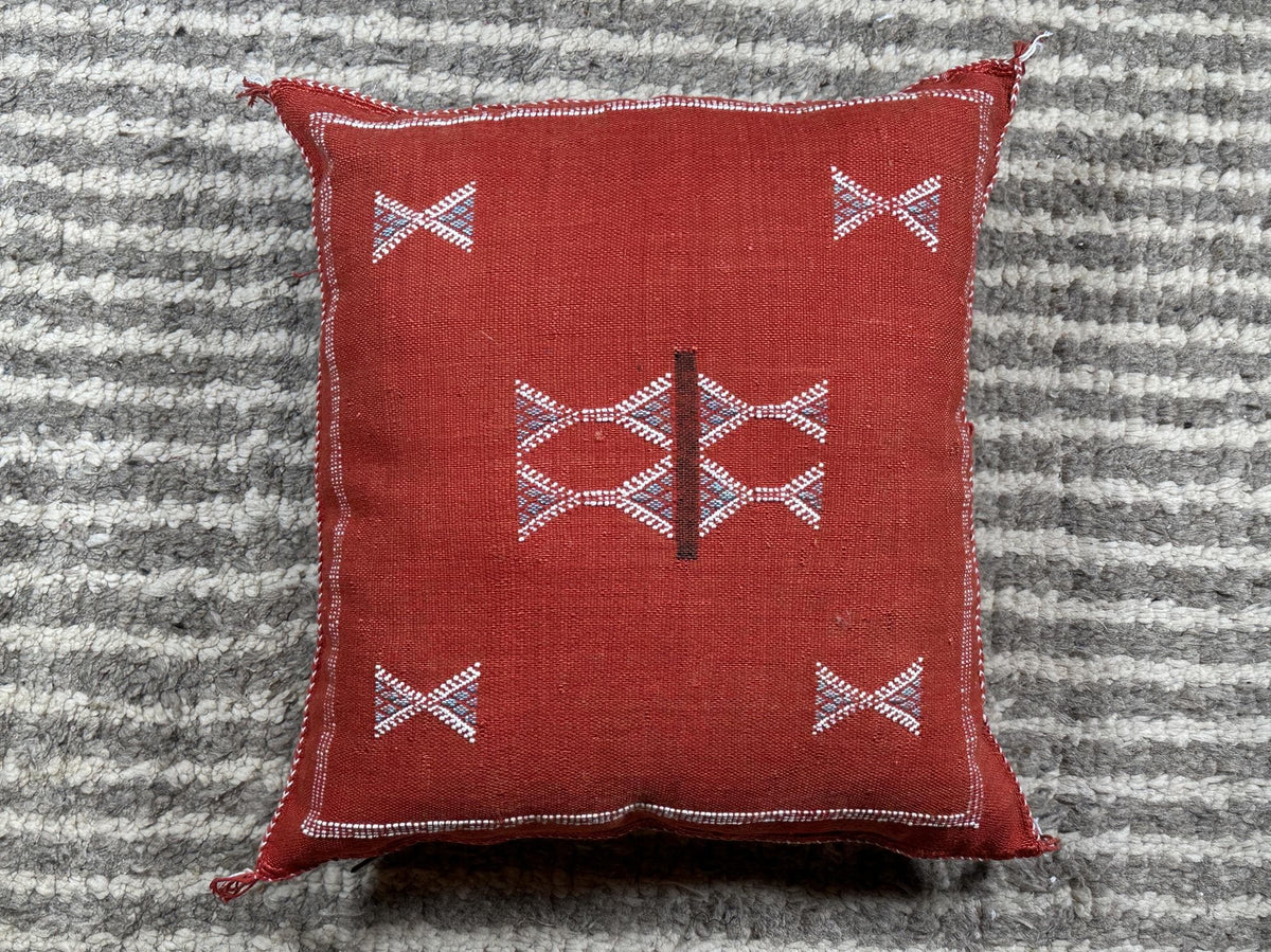 Rust Cactus Silk Pillow Cover, Moroccan Berber Pillow, Terracotta Boho Cushion Cover, Handmade Embroidere - product image 9