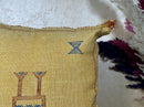 Gold Moroccan Pillow Cover, Handmade Boho Cushion, Textured Silk Pillowcase, Blue Geo Accent Decor for So - product image 5