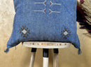 Blue Sabra Pillow Cover, Handmade Moroccan Boho Cushion, Embroidered Silk Pillowcase, Luxury Sofa Bed Dec - product image 2