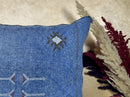 Blue Sabra Pillow Cover, Handmade Moroccan Boho Cushion, Embroidered Silk Pillowcase, Luxury Sofa Bed Dec - product image 6