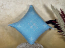 Blue Sabra Cactus Silk Pillow Cover, Handmade Moroccan Boho Pillowcase, Woven Berber Cushion for Sofa Bed - product image 9
