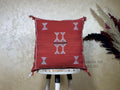 Red Kilim Pillow Cover, Moroccan Cactus Silk Boho Cushion, Embroidered Pillowcase, Handmade Throw Pillow - product image 1