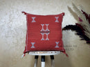 Red Kilim Pillow Cover, Moroccan Cactus Silk Boho Cushion, Embroidered Pillowcase, Handmade Throw Pillow - product image 1