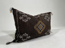 Handmade Moroccan Brown Silk Pillow Cover, Boho Cactus Silk Sabra Berber Lumbar Pillow With White Gold Ge - product image 2