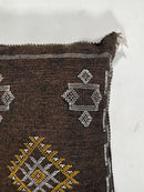 Handmade Moroccan Brown Silk Pillow Cover, Boho Cactus Silk Sabra Berber Lumbar Pillow With White Gold Ge - product image 5