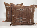 Luxury Brown Moroccan Silk Pillow Cover, Handmade Boho Cactus Silk Cushion, Tribal Diamond Decor, Custom - product image 1