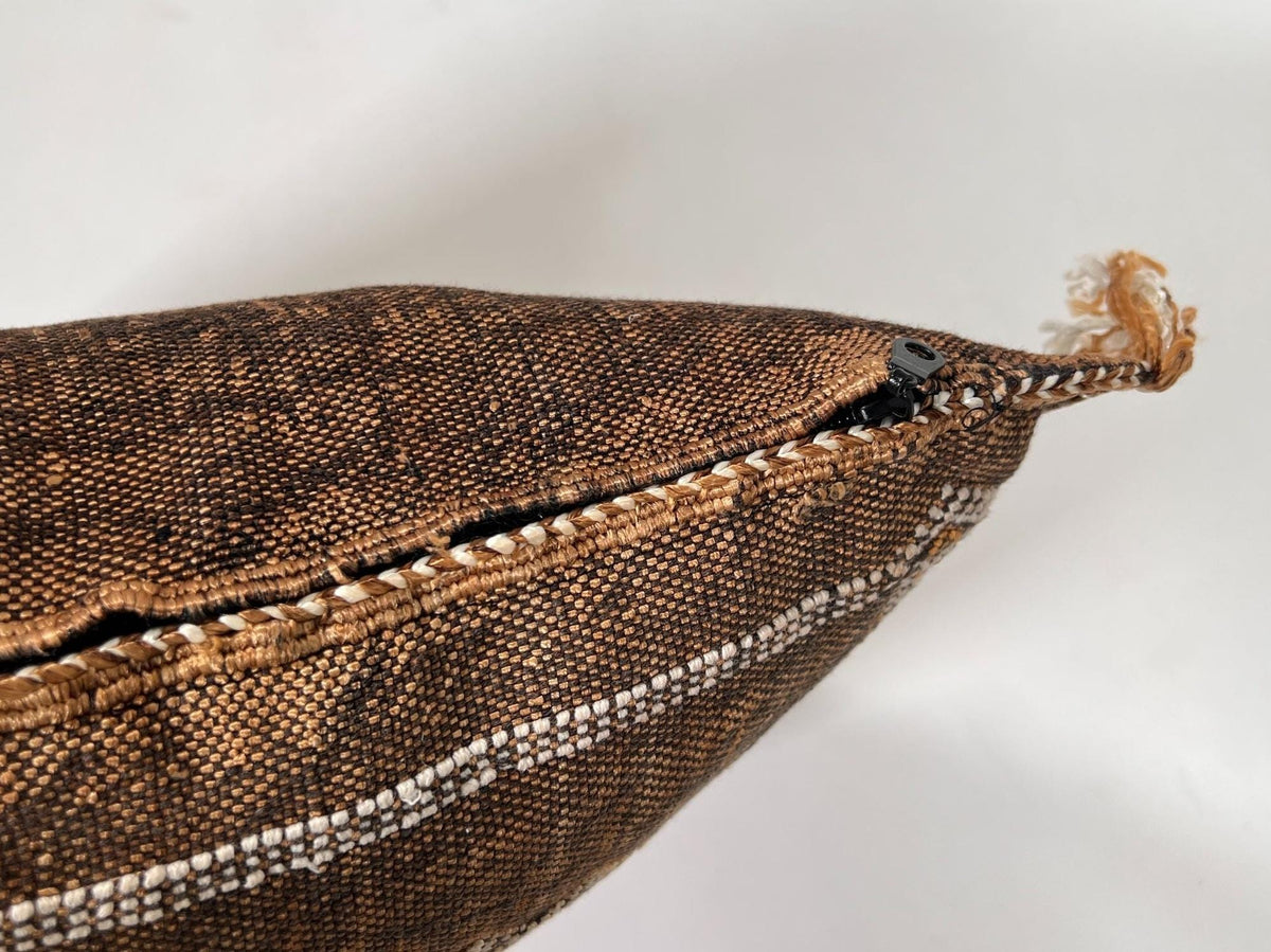 Luxury Brown Moroccan Silk Pillow Cover, Handmade Boho Cactus Silk Cushion, Tribal Diamond Decor, Custom - product image 8
