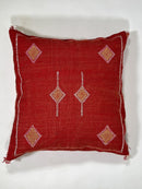 Red Moroccan Silk Pillow Cover, Handmade Cactus Silk Sabra Cushion, Boho Kilim Diamond Embroidery, Artisa - product image 6